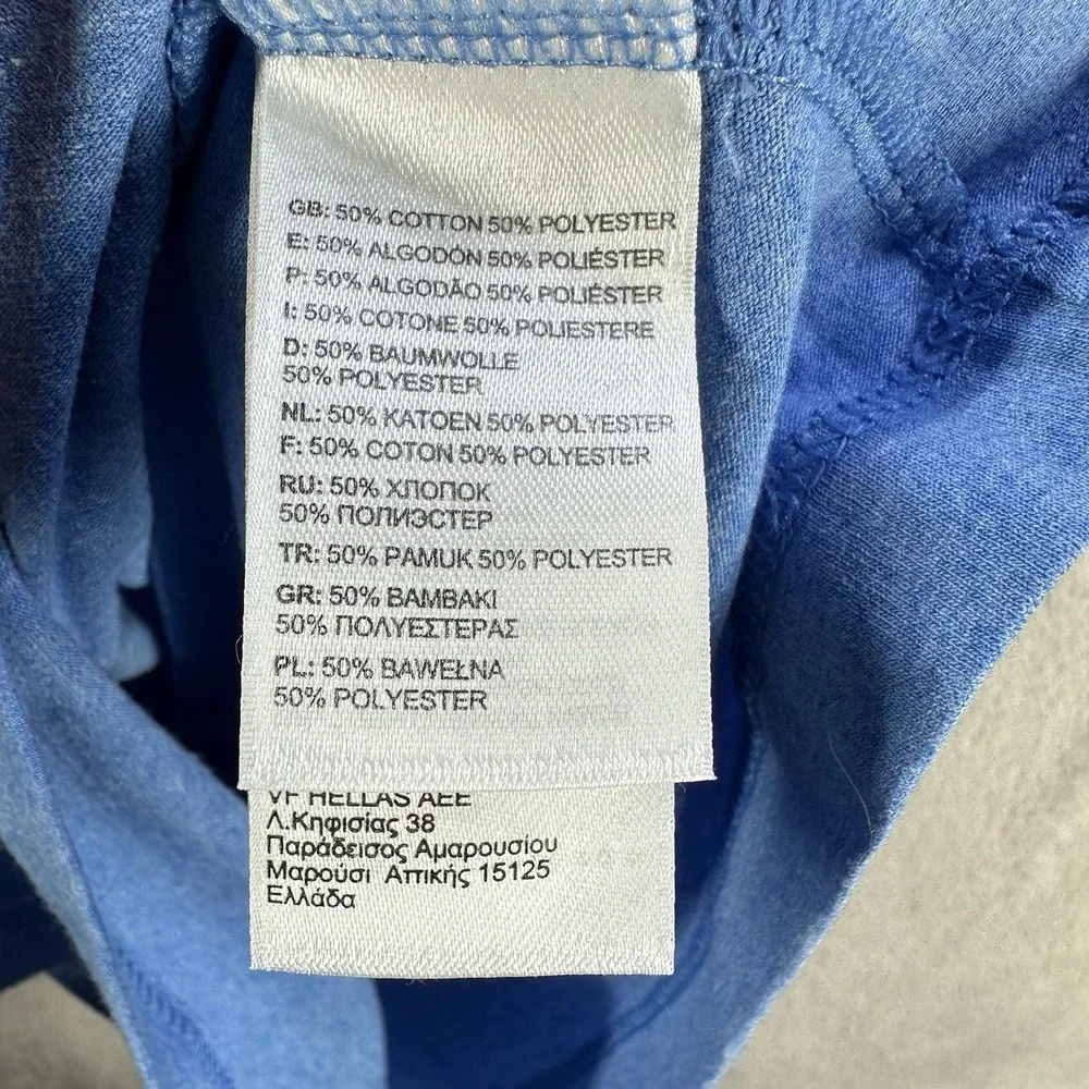 The North Face Women's M Blue Short-Sleeve T-Shirt V-Neck Spell Out Logo - Picture 3 of 8